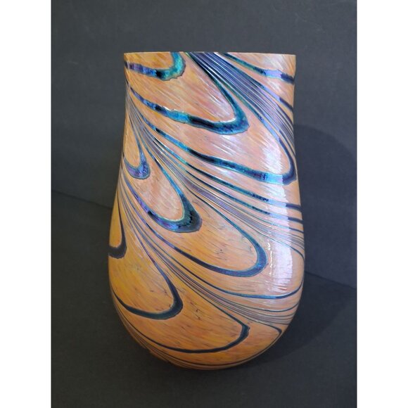 Other - Pulled Feather Iridescent Vase With Swirled Design